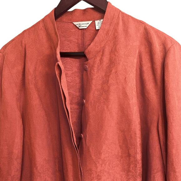 Laura Ashley | Silk & Linen | Jacquard Burnt Orange Jacket, Long Sleeve | 1X - Picture 6 of 8